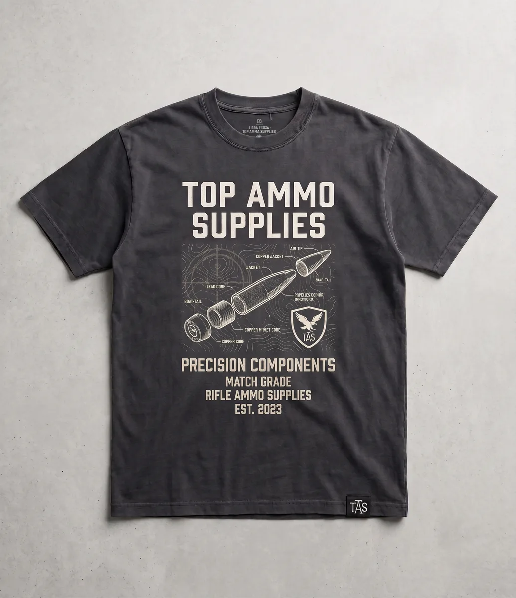 Charcoal tee with cartridge cutaway diagram print